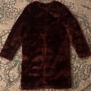 Mossimo Burgundy Faux Fur Long Coat